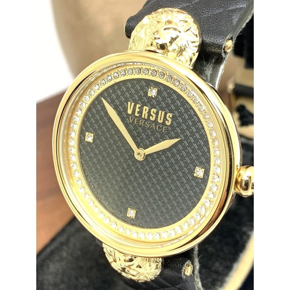 Versus by Versace Women's Watch VSPZU0221 Black Dial Gold Case Leather Band